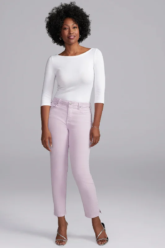 Celebrity Style Slim Straight Ankle Jeans In Short Inseam - Lilac Petal