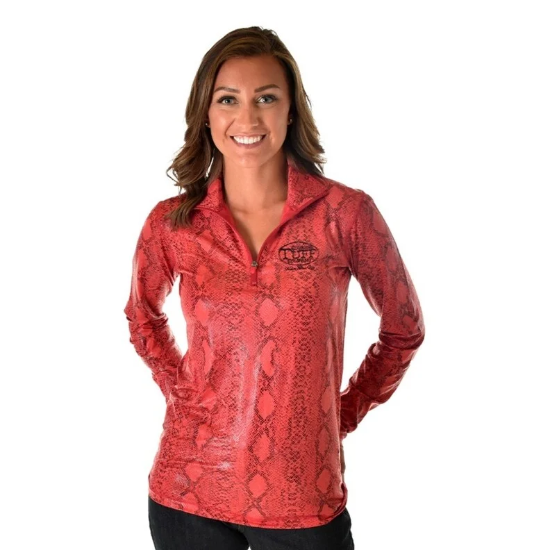 Simple research Cowgirl Tuff Western Sweatshirt Womens Cadet 1/4 Zip Red 100720