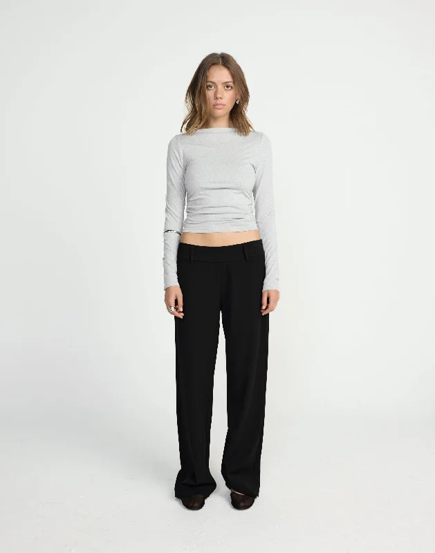 Extra long version Caprice Long Sleeve Top (Grey Marle)