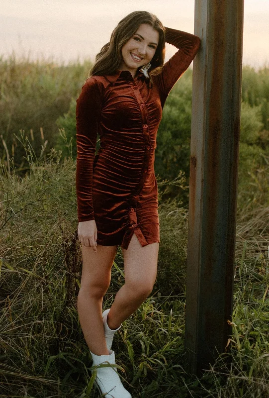 Warm Winter Series Amber Velvet Ruched Dress