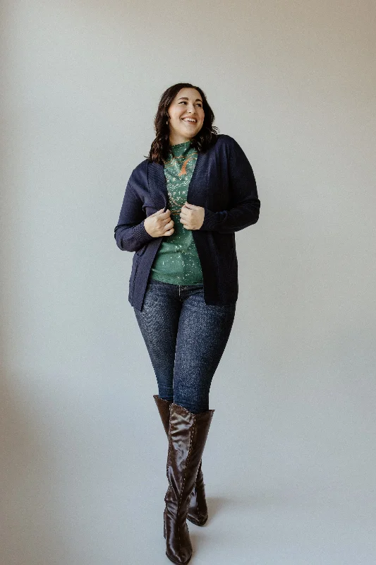 Cool Style OPEN KNIT CARDIGAN IN NAVY