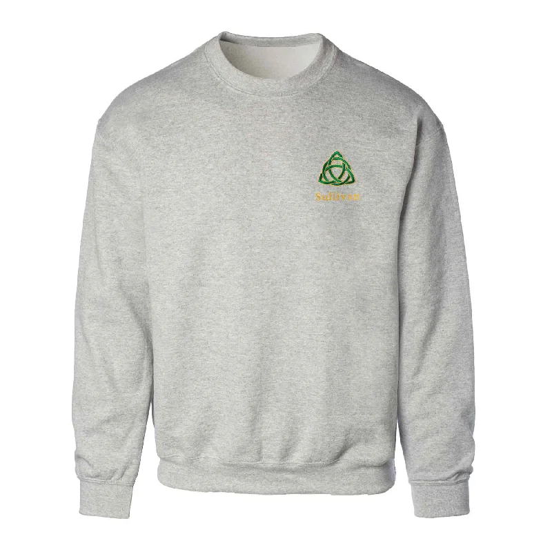 Independent design Celtic Trinity Knot Embroidered Personalized Sweatshirt- Gray