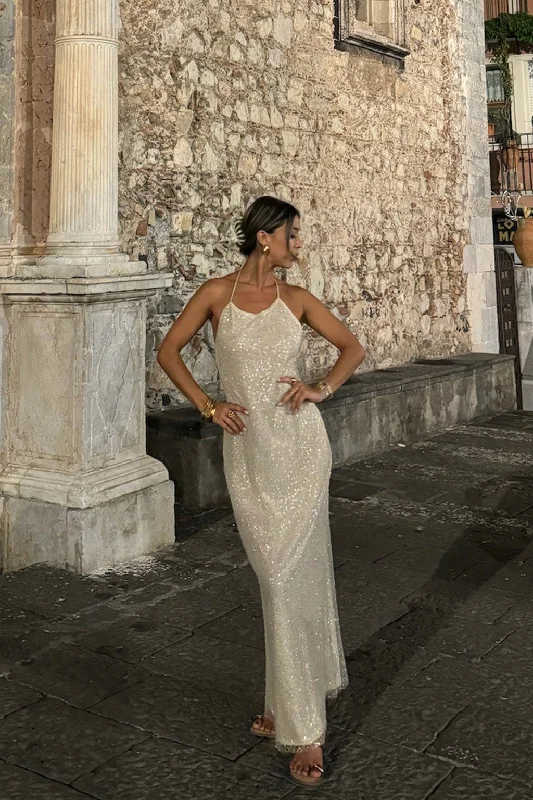Sweet breath Serafino Gold Embellished Maxi Dress