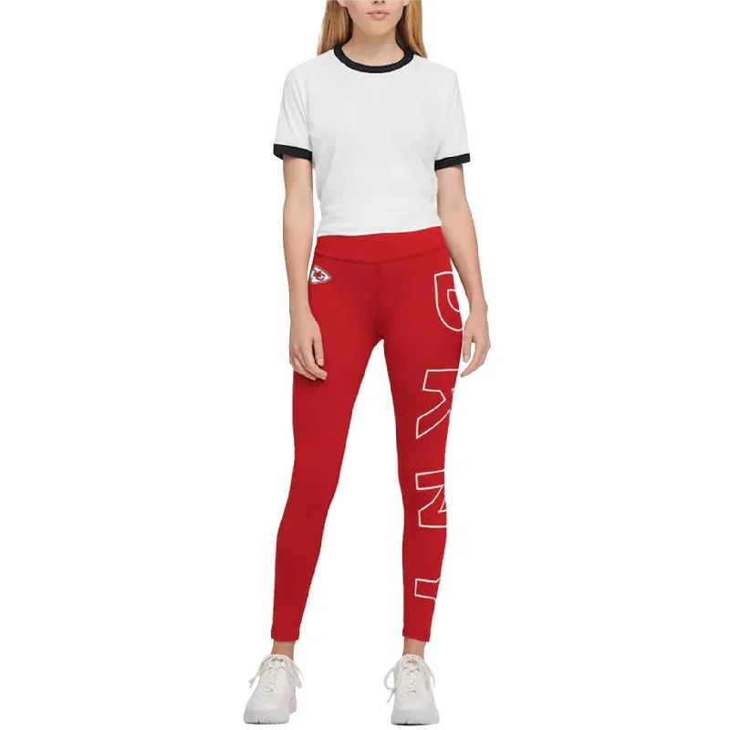 High-waisted pants style DKNY Womens Kansas City Chiefs Compression Athletic Pants, Red, Small