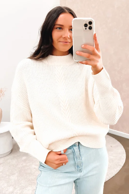 Trendy and versatile Rumi Knit Sweater Vintage White
