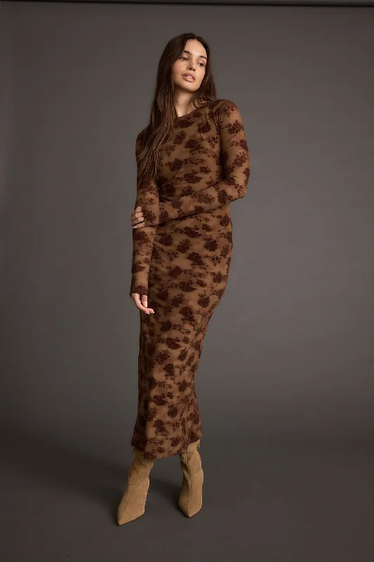 Street Letter Style Casanova Brown Floral Maxi Dress