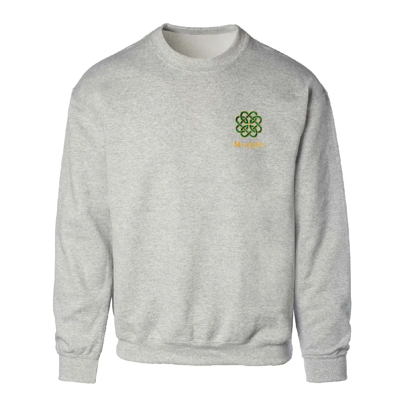 Skirt style Celtic Clover Knot Embroidered Personalized Sweatshirt- Gray