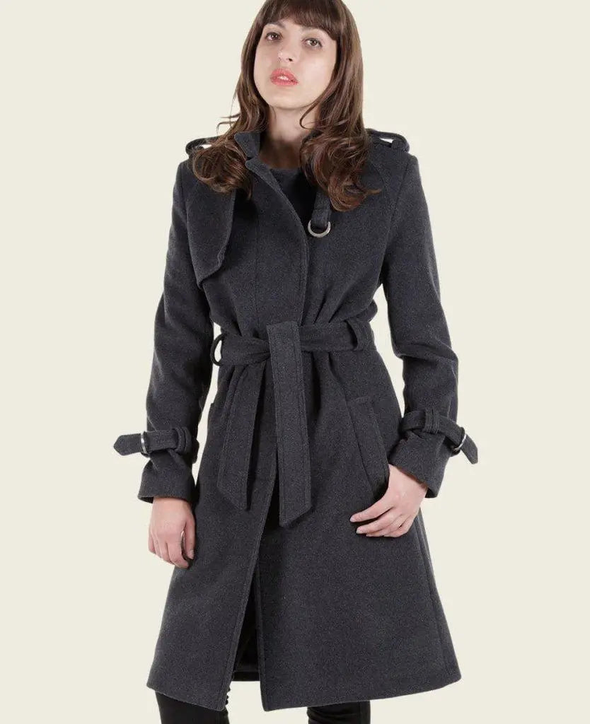 Boutique display VENTURA - Tailored Stylish Collarless Trench Coat