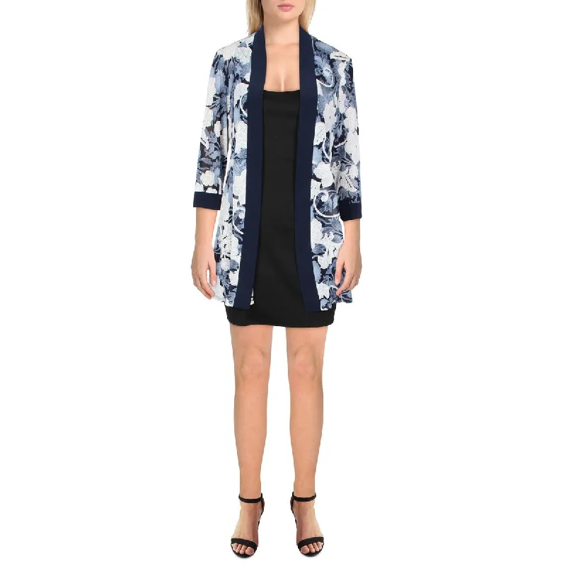 Boutique display R&M Richards Womens Petites Printed Sheer Duster Blazer
