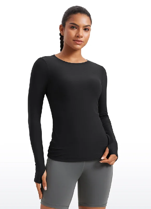 Sports High Waist Style Cloudweight Lightweight Workout Crewneck Long Sleeve with Thumb Hole