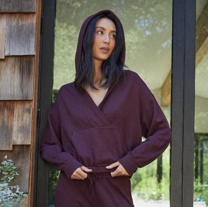 Letter embroidery Supersoft Fleece V Hoody with Silky Piping