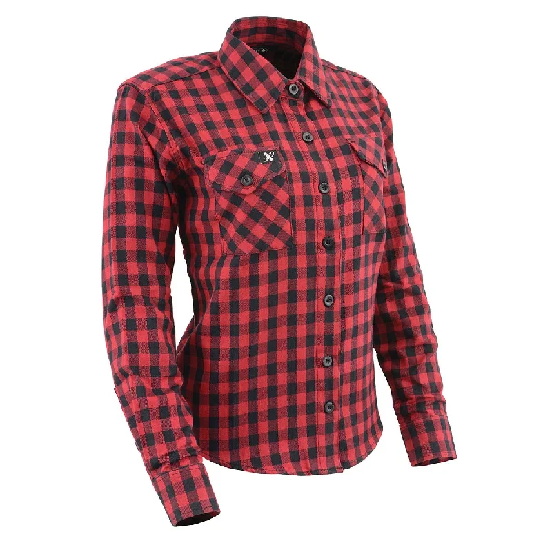 Sports Jumpsuit Milwaukee Leather MNG21609 Women's Casual Red and Black Long Sleeve Cotton Casual Flannel Shirt Sports Jumpsuit Milwaukee Leather MNG21609 Women's Casual Red and Black Long Sleeve Cotton Casual Flannel Shirt