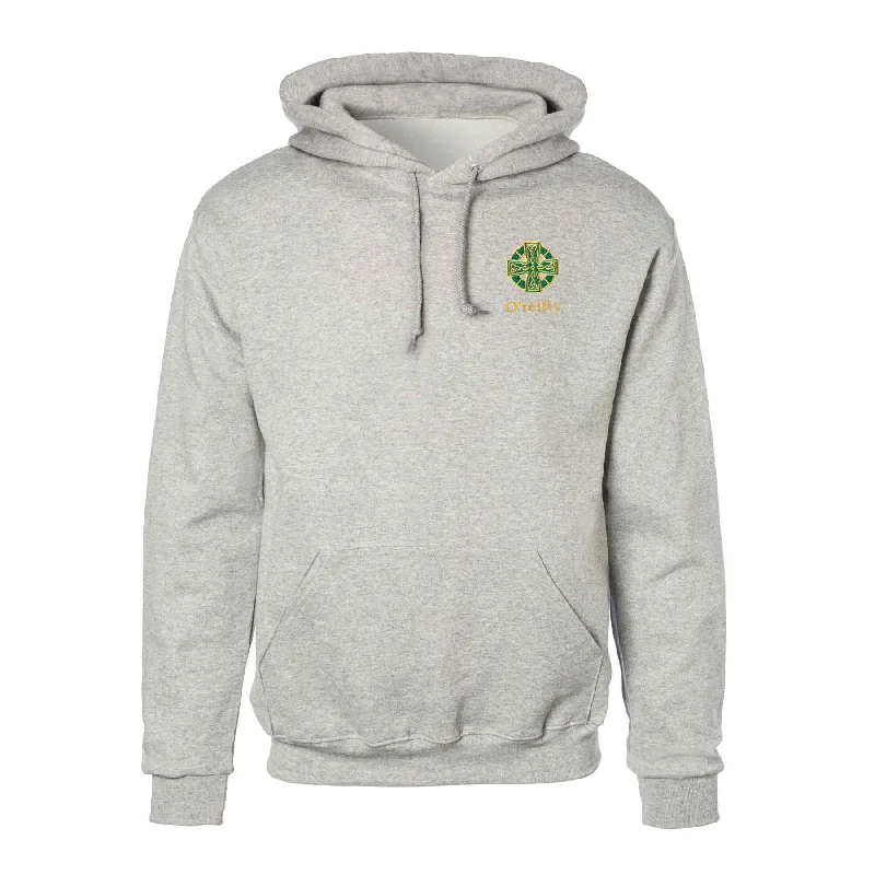 Retro Design Celtic Cross Embroidered Personalized Hoodie- Gray