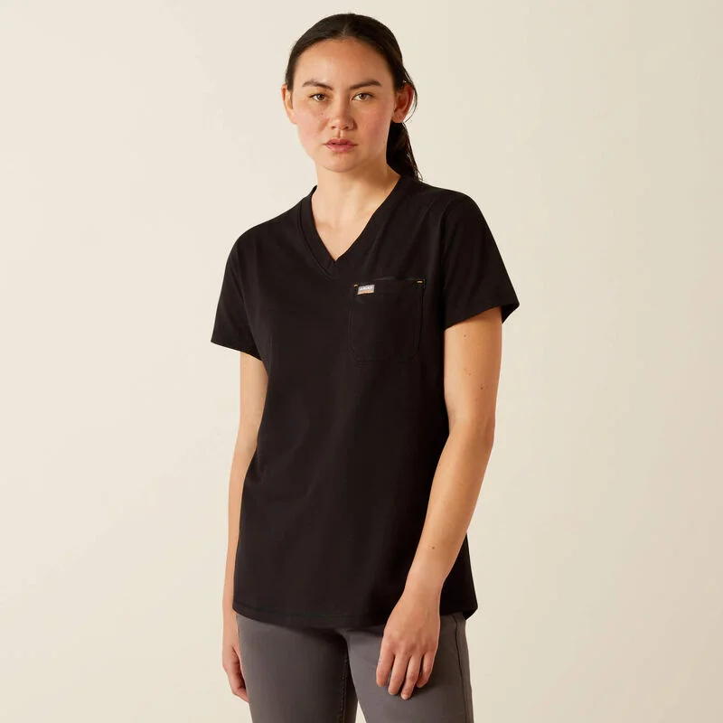 Multi-functional style Women's Workman Rose T-Shirt, S/S, Black