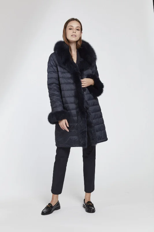 Classic style #1142 Down and Fox Reversible  Coat  Special  $390