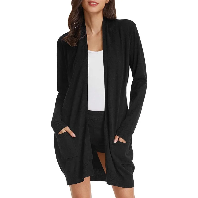 Comfortable and simple Women's Essential Solid Open Front Long Knited Cardigan Sweater