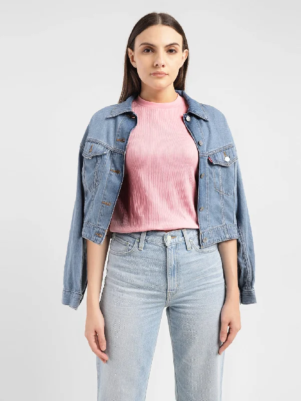 Street Letter Style Women's Textured Crew Neck Cropped T-shirt