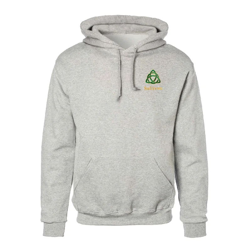 Trendy and versatile Celtic Trinity Knot Embroidered Personalized Hoodie- Gray
