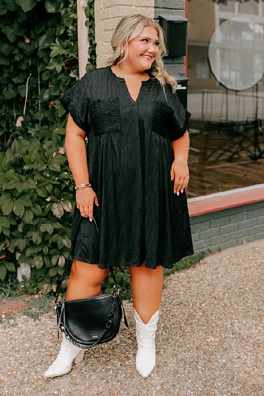 Single-shoulder Neck Design Long Weekend Wonderful Shift Dress In Black Curves