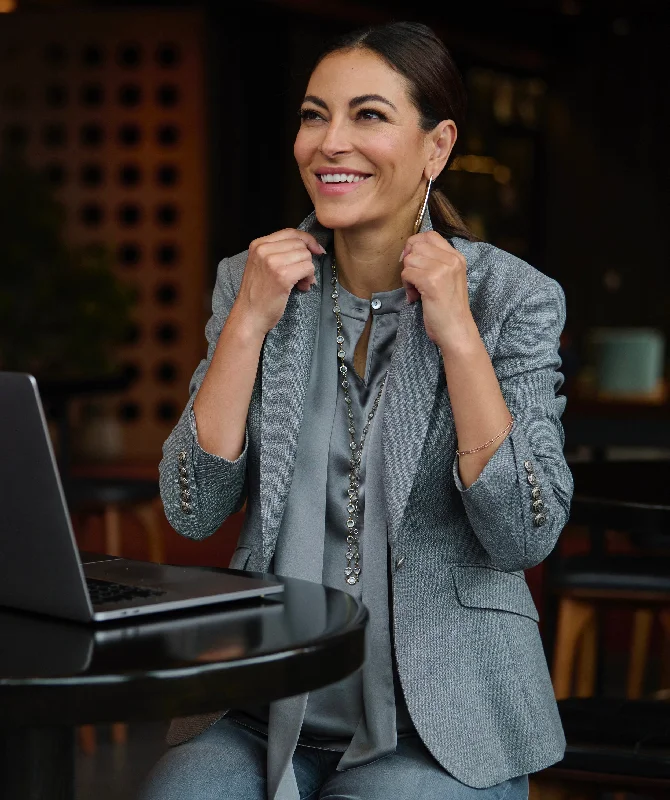Printed pattern Blazer - Light Grey Hopsack