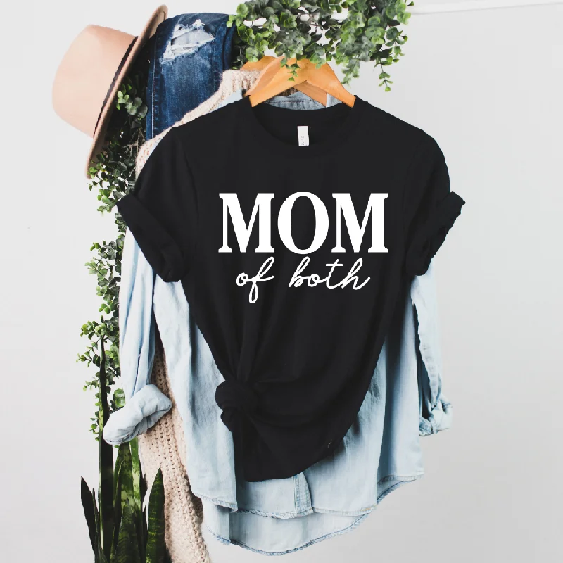 Stand-up collar design Mom of both • Black Tee