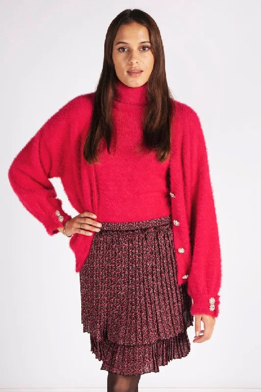 Street Style Pink Cuff Cardigan