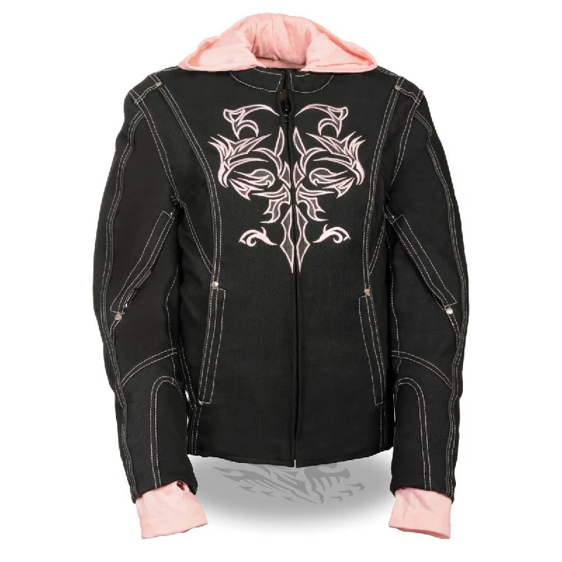 Innovative Design NexGen SH1966 Ladies Black and Pink 3/4 Jacket with Reflective Tribal and Hoodie Innovative Design NexGen SH1966 Ladies Black and Pink 3/4 Jacket with Reflective Tribal and Hoodie