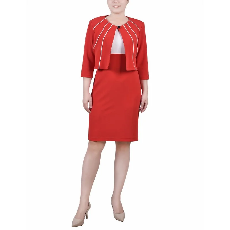 Design sense NY Collection Womens Petites Piping Textured Bolero