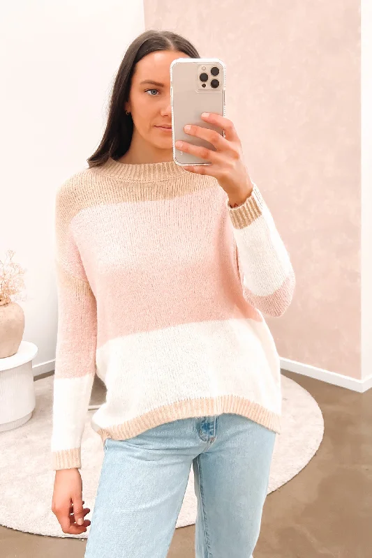 Street Letter Style Nolan Knit Jumper Pink Multi