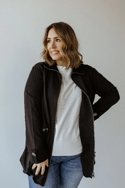 Warm and substantial KNIT ZIP-UP JACKET IN BLACK