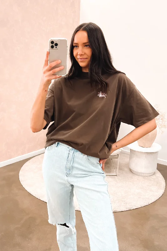 Skirt style Graffiti Pigment Relaxed Tee Pigment Coffee