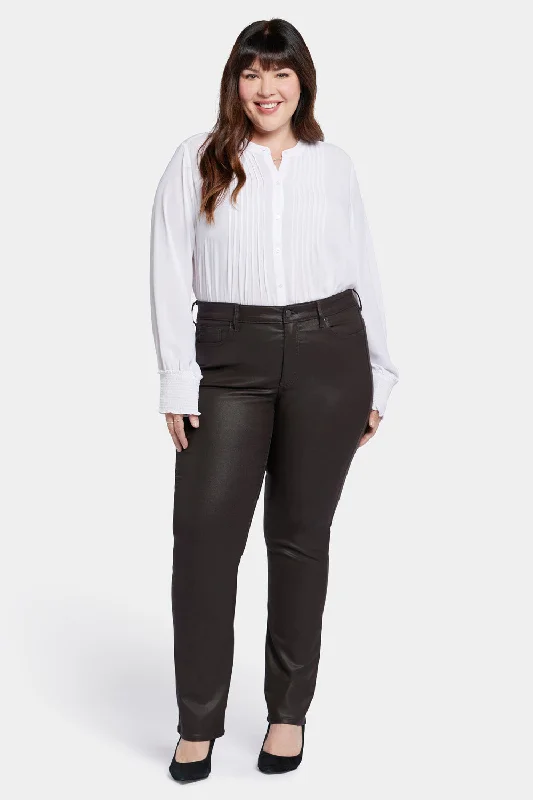 Mid-length Style Coated Marilyn Straight Jeans In Plus Size - Cordovan Coated