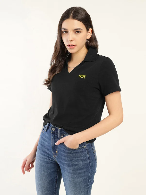 Sports High Waist Style Women's Solid Polo T-Shirt