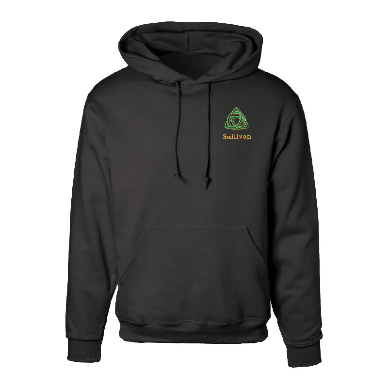 Boutique style Celtic Trinity Knot Embroidered Personalized Hoodie- Black