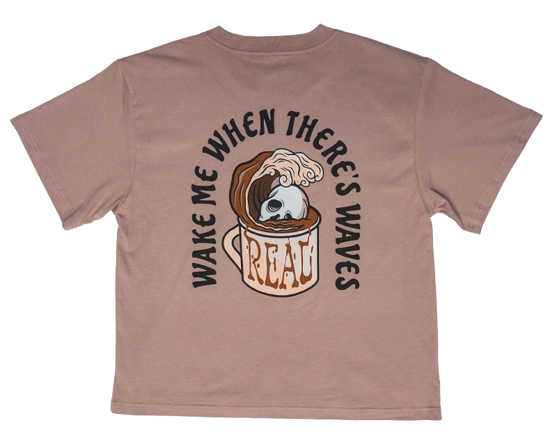 Trendy Traveler REAL Wmn's Wake Me When There's Waves Tee-Hazy Pink
