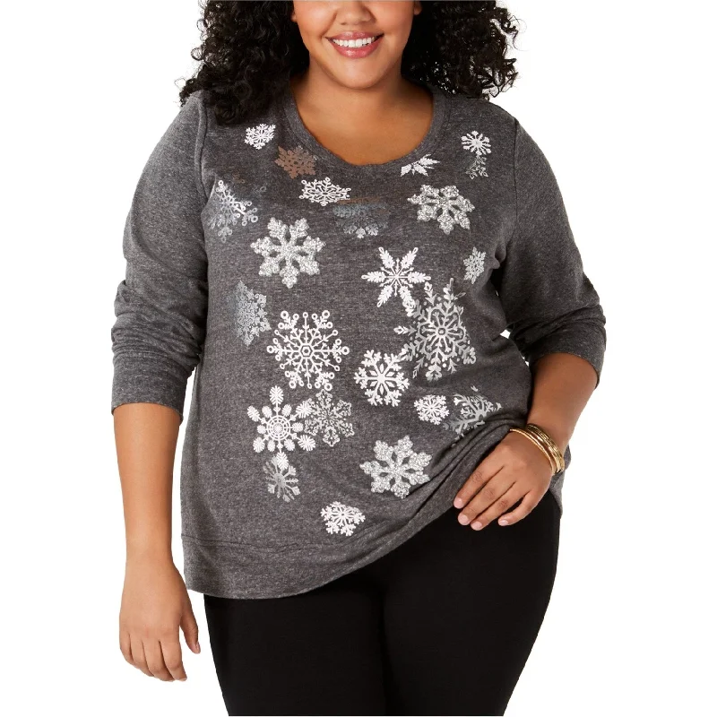 Street Style Style & Co. Womens Snowflake Sweatshirt, Grey, 0X