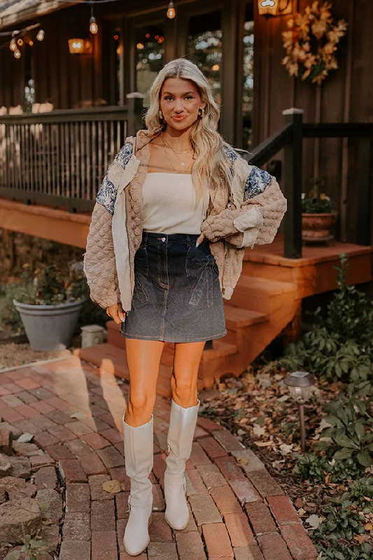 Elegant Style The Kaeli High Waist Denim Skirt in Dark Wash