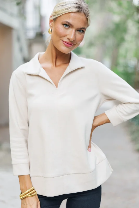 Street Fashion Style Never Forget Oatmeal Suede Blouse