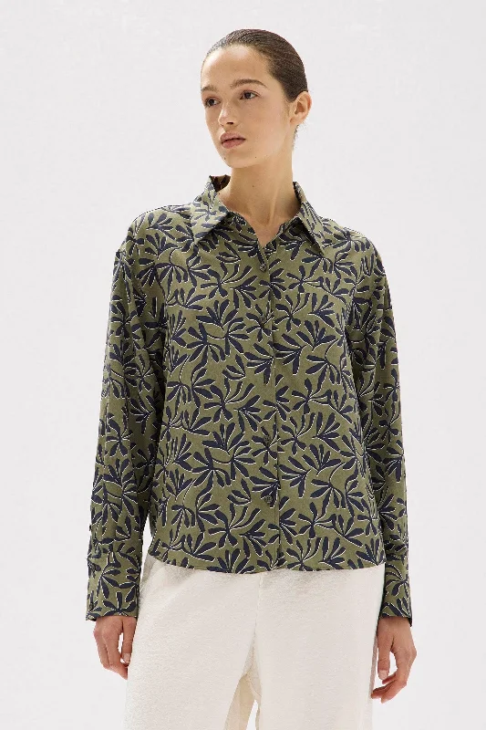 Street Casual Style Hibiscus Print Silk Shirt