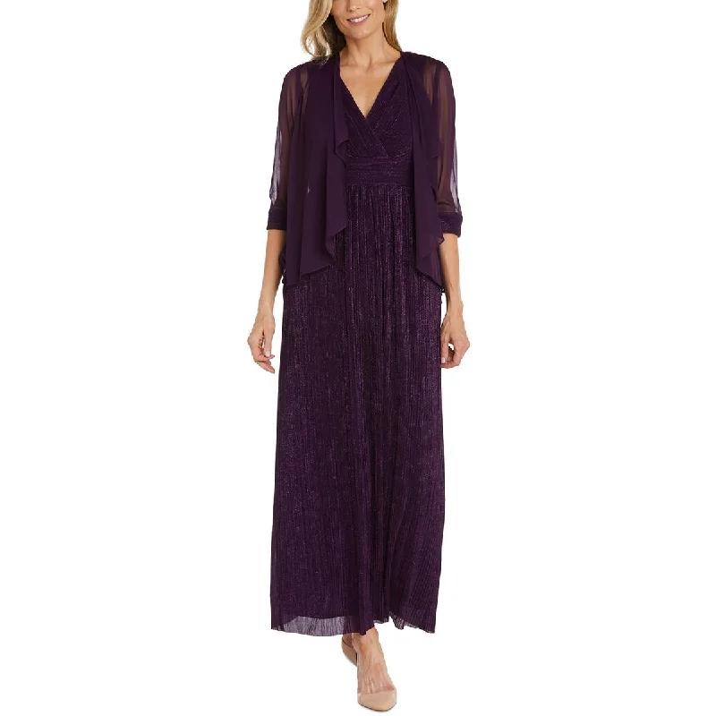 Sports Yoga Style R&M Richards Womens Contrast Trim Sheer Duster Blazer