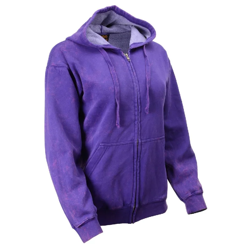 Street Show-off Style Milwaukee Leather MNG21622 Women's Distressed Purple Sweatshirt Full Zip Up Long Sleeve Casual Hoodie - with Pocket Street Show-off Style Milwaukee Leather MNG21622 Women's Distressed Purple Sweatshirt Full Zip Up Long Sleeve Casual Hoodie - with Pocket