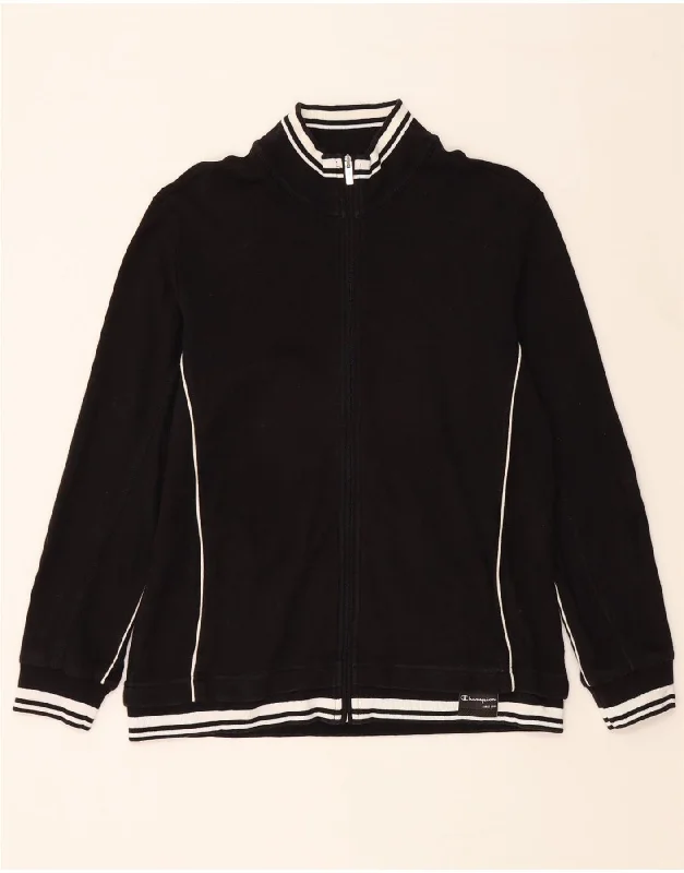 Energetic CHAMPION Womens Easy Fit Tracksuit Top Jacket UK 16 Large Black Cotton