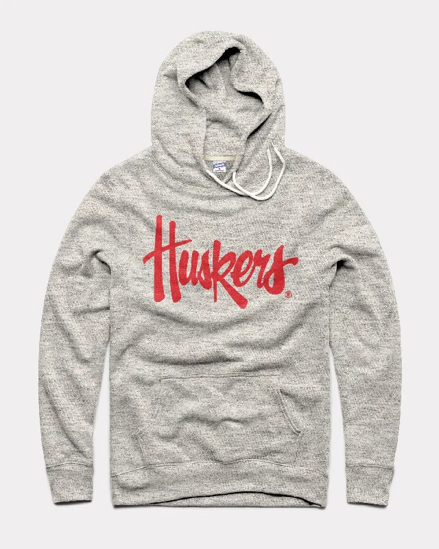 Fashionable and versatile Nebraska Huskers Script Athletic Grey Hoodie