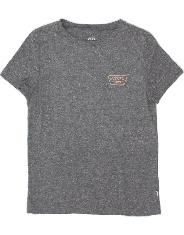 Sports Fitness Style VANS Womens Graphic T-Shirt Top UK 6 XS Grey Polyester