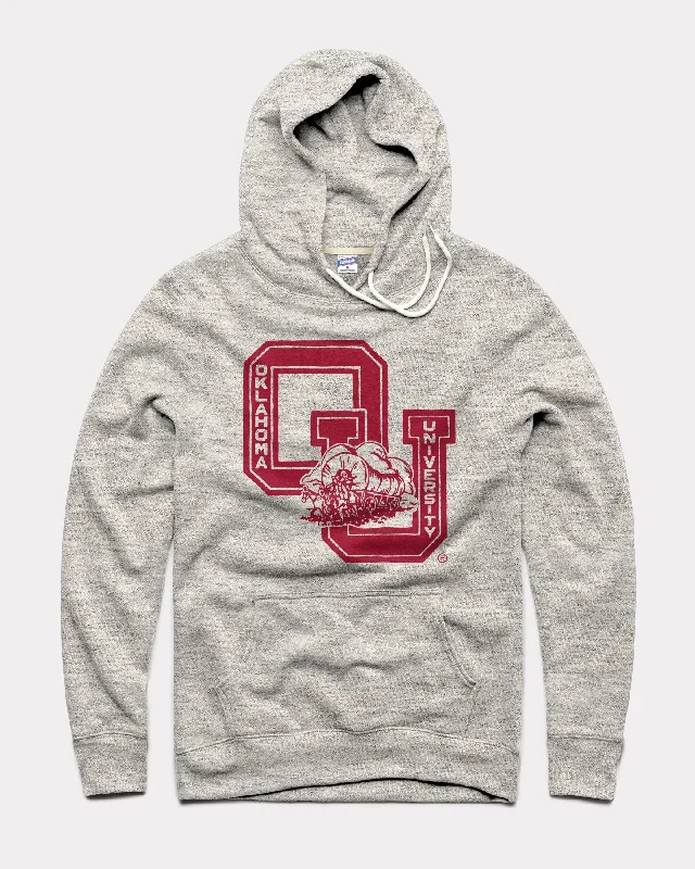 Comfortable And Simple Oklahoma Monogram Wagon Athletic Grey Hoodie