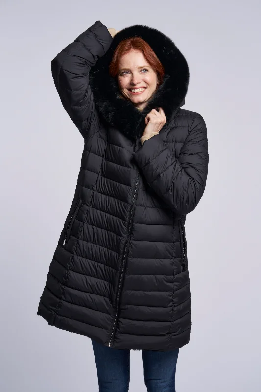 Leisure Travel #2281HD Horizontal Down  coat Reverses to Sheared Layered Rabbit