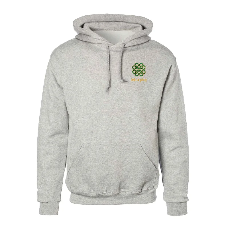 Fashionable and versatile Celtic Clover Knot Embroidered Personalized Hoodie- Gray