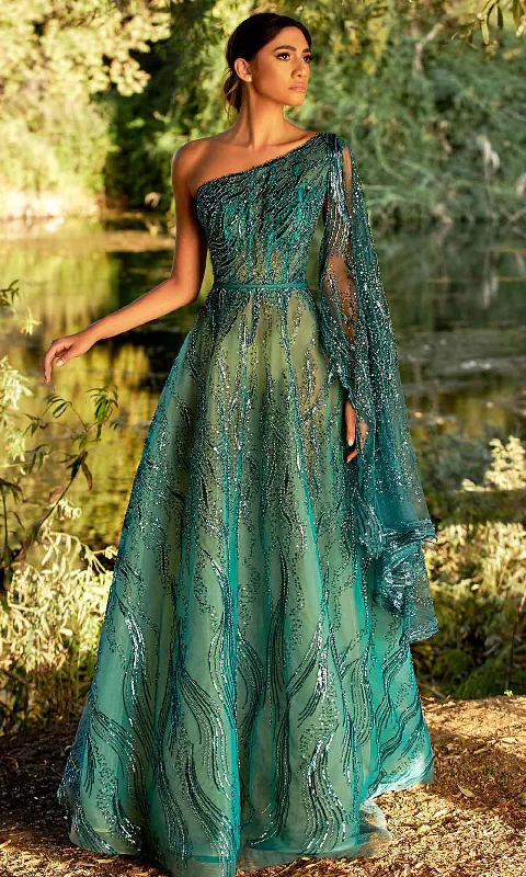 Street Personality Style MNM Couture K3932 - Long Cape Sleeve Prom Gown
