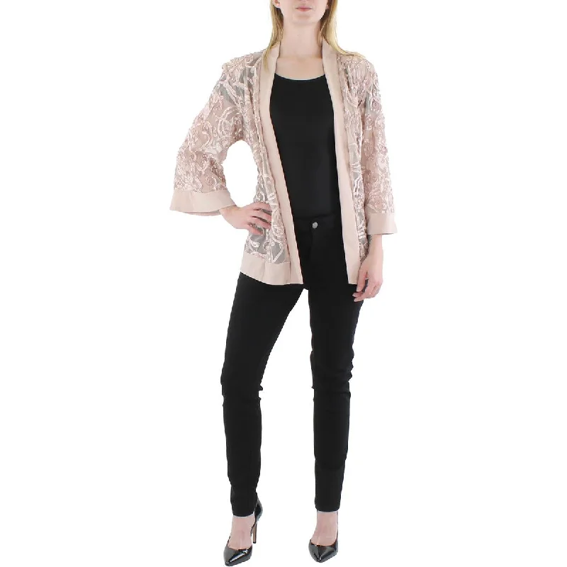 High-quality fabrics R&M Richards Womens Plus Mesh Soutache Duster Blazer