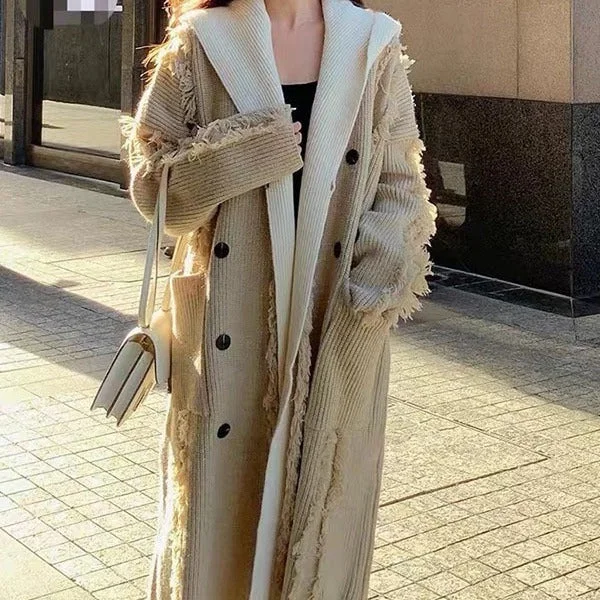 Sports litigation style Fashion Tassels Long Sleeves Knitted Tops